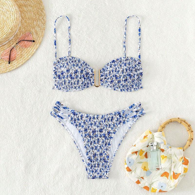 Ensemble de bikini push-up pour femmes avec fronces raffinées R&B