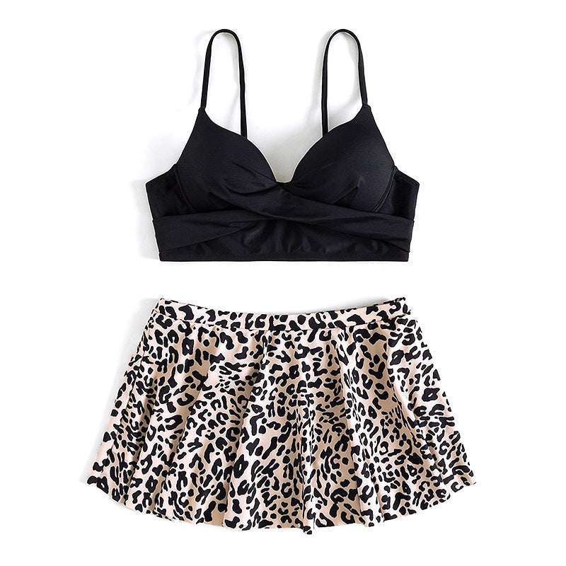 Ensemble bikini avec jupe pour femmes à motif animal R&B