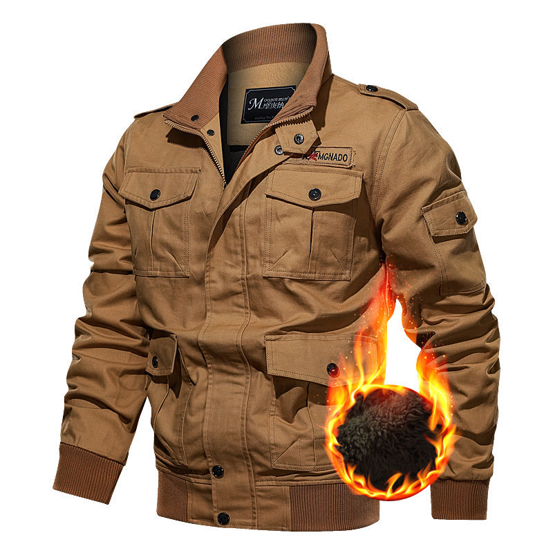 Veste militaire en toile pour hommes, coupe-vent, avec doublure en teddy, multiples poches à rabat et zippées, ainsi que bord-côte Echo Archiv