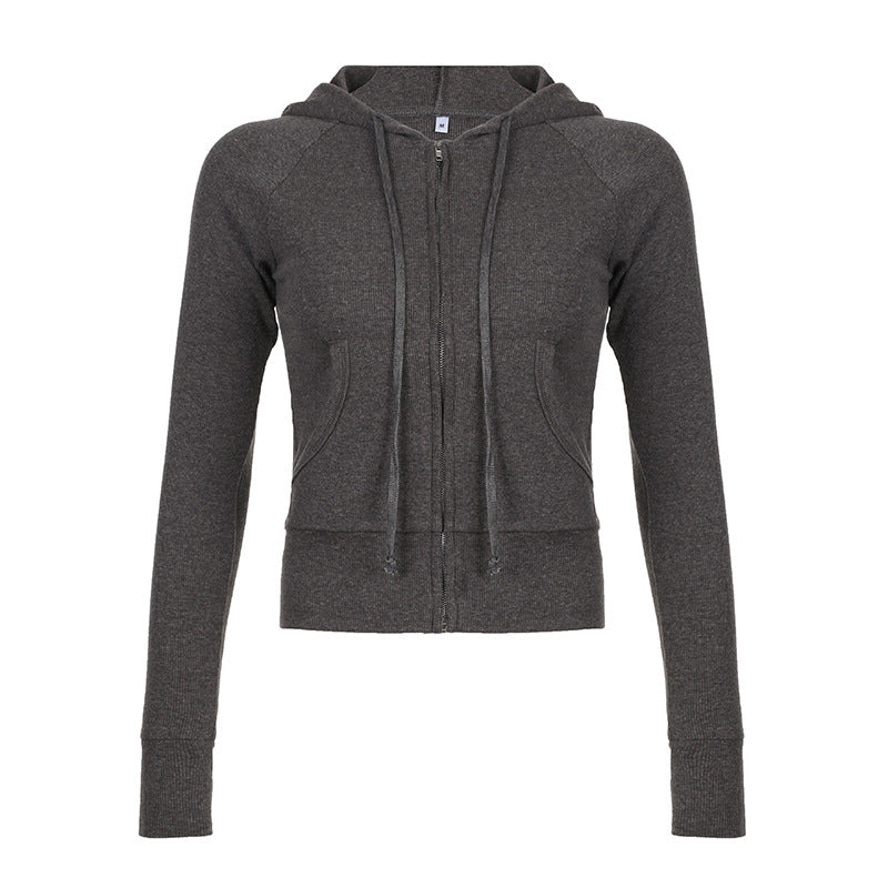 Veste bomber cintrée pour femmes avec large taille côtelée, deux poches obliques et détails décoratifs en zip Echo Archiv