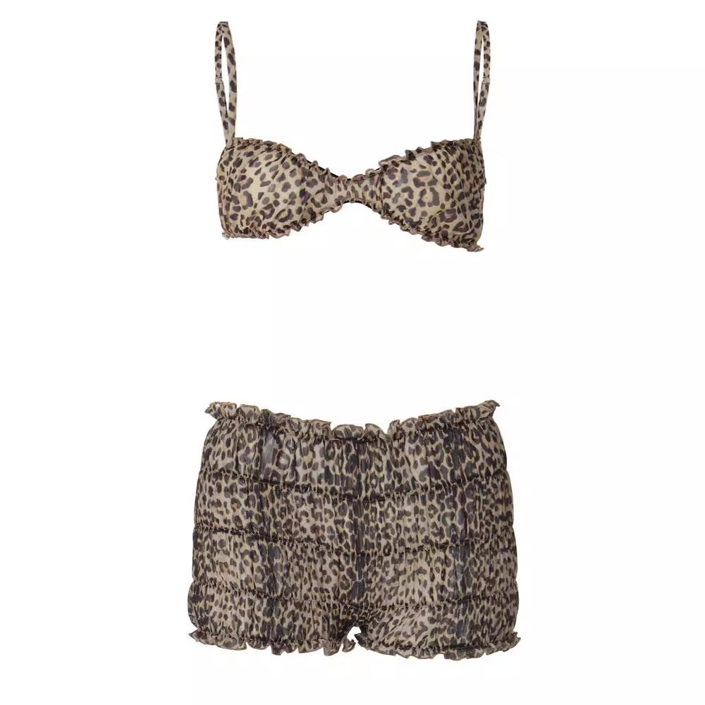 Ensemble de bikini pour femmes avec motif léopard et détails en volants Heidi-Mode