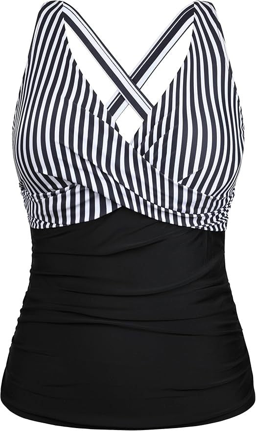 Haut de Tankini Sportif pour Femmes avec Découpe Florale R&B