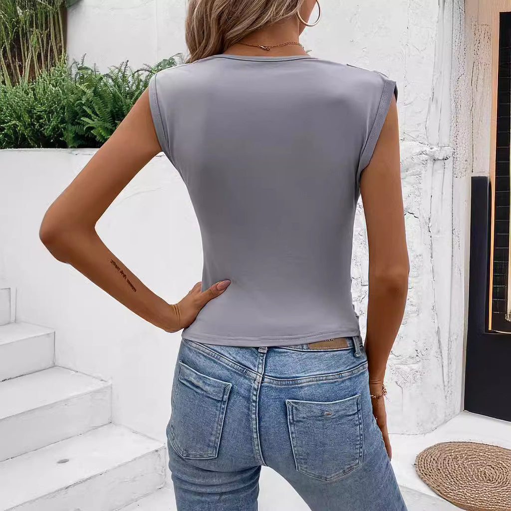 Haut ajusté pour femmes avec design drapé R&B