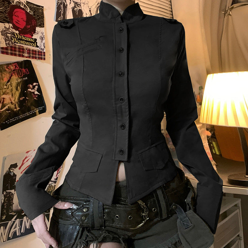 Veste militaire utilitaire cintrée pour femmes avec col montant, épaulettes et poches à rabat Echo Archiv