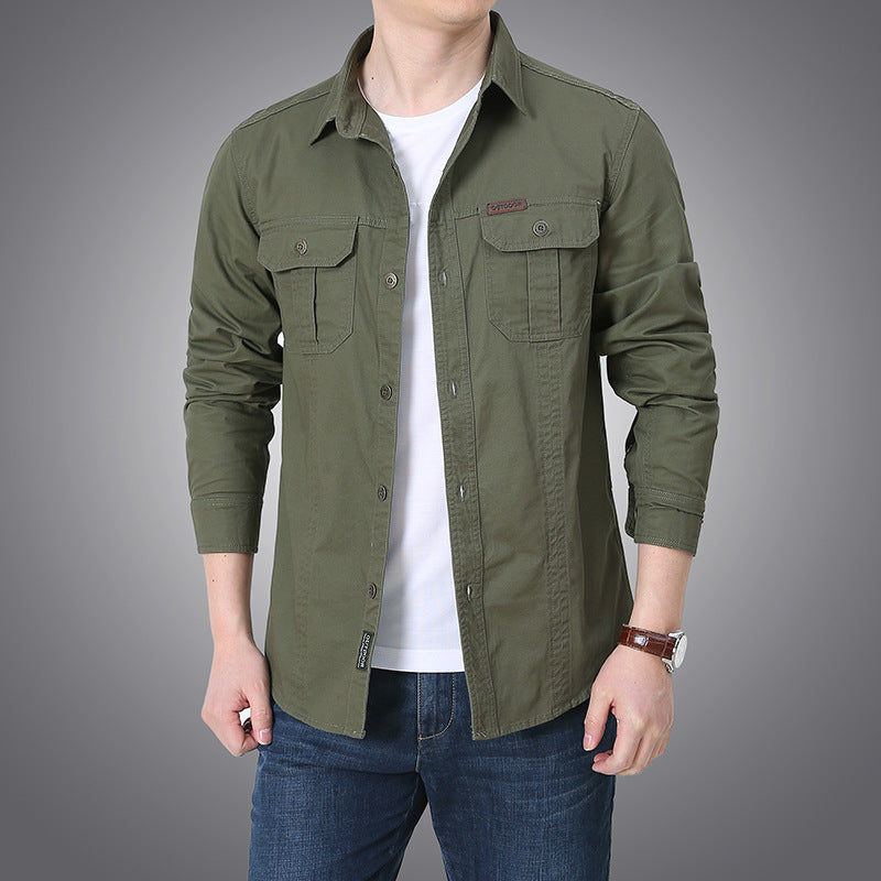 Chemise de travail urbaine pour hommes en twill de coton lavé avec poches poitrine doubles et coutures contrastées Echo Archiv