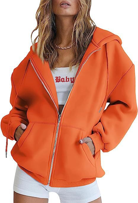 Veste à capuche surdimensionnée pour femmes avec fermeture éclair intégrale et poches kangourou Echo Archiv