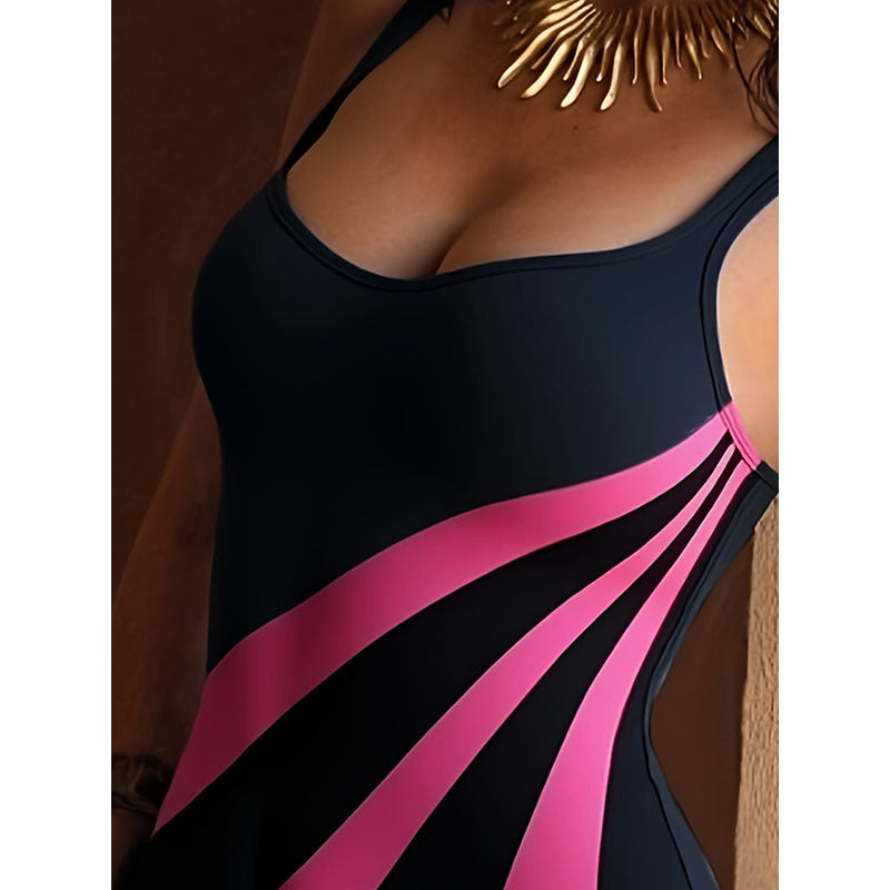 Maillot de bain une pièce sportif haute performance pour femmes avec un design de couleur dynamique R&B