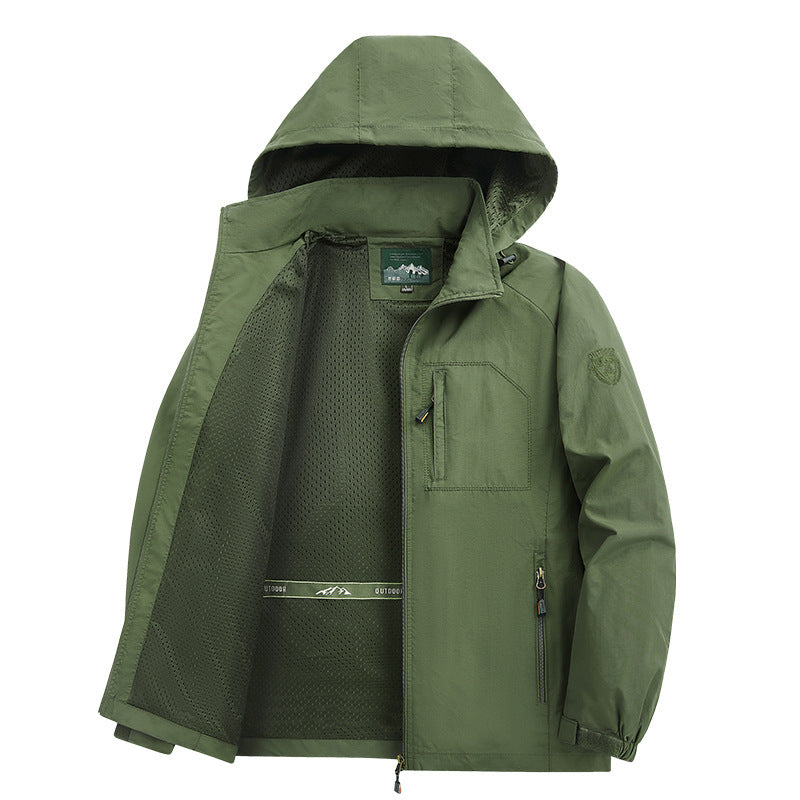 Veste de transition légère pour hommes, déperlant, avec capuche et poches zippées fonctionnelles Echo Archiv
