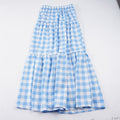 Jupe longue en viscose pour femmes avec un motif à carreaux volumineux et une taille élastique R&B