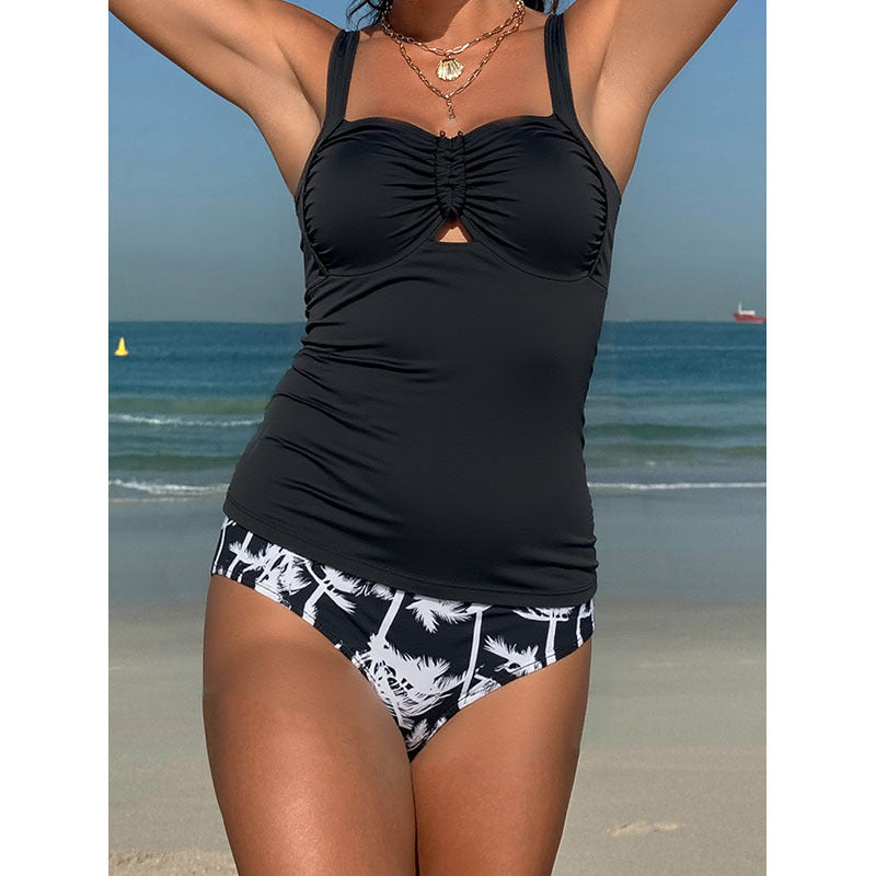 Tankini pour femmes avec élément de fronce tendance R&B