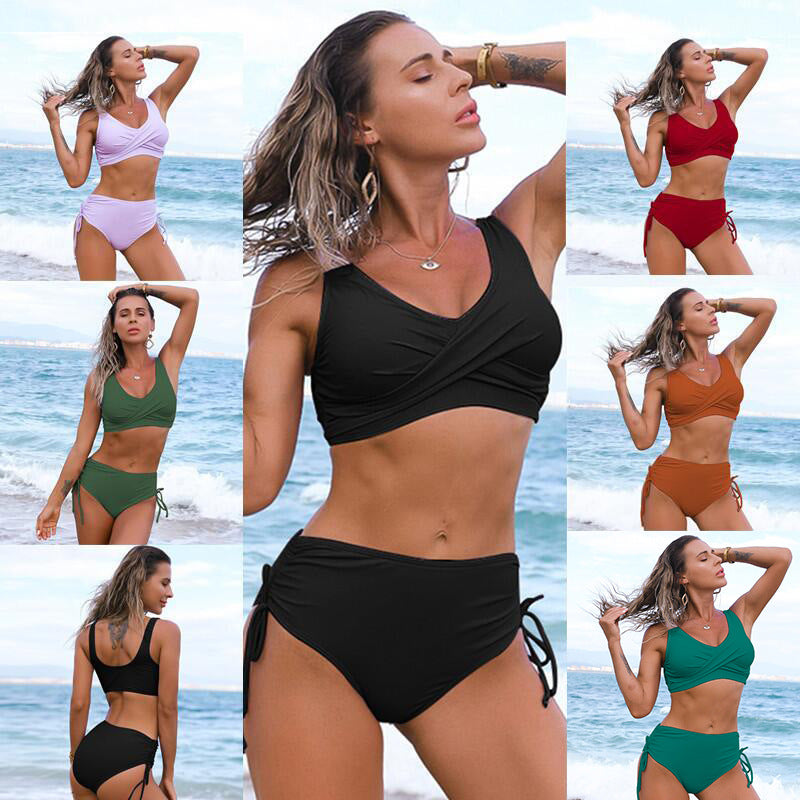 Ensemble Tankini Femme avec bas floral et haut drapé décontracté Echo Archiv