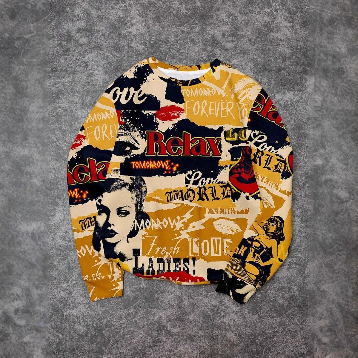 Sweatshirt décontracté pour femmes avec impression graphique créative Echoarchiv