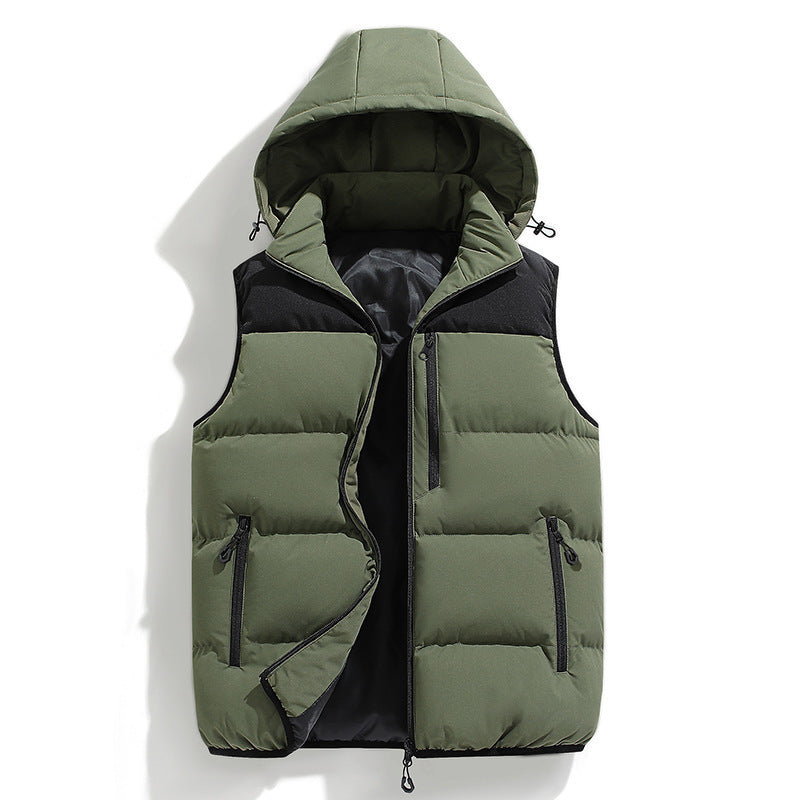 Gilet d'extérieur rembourré pour hommes avec capuche