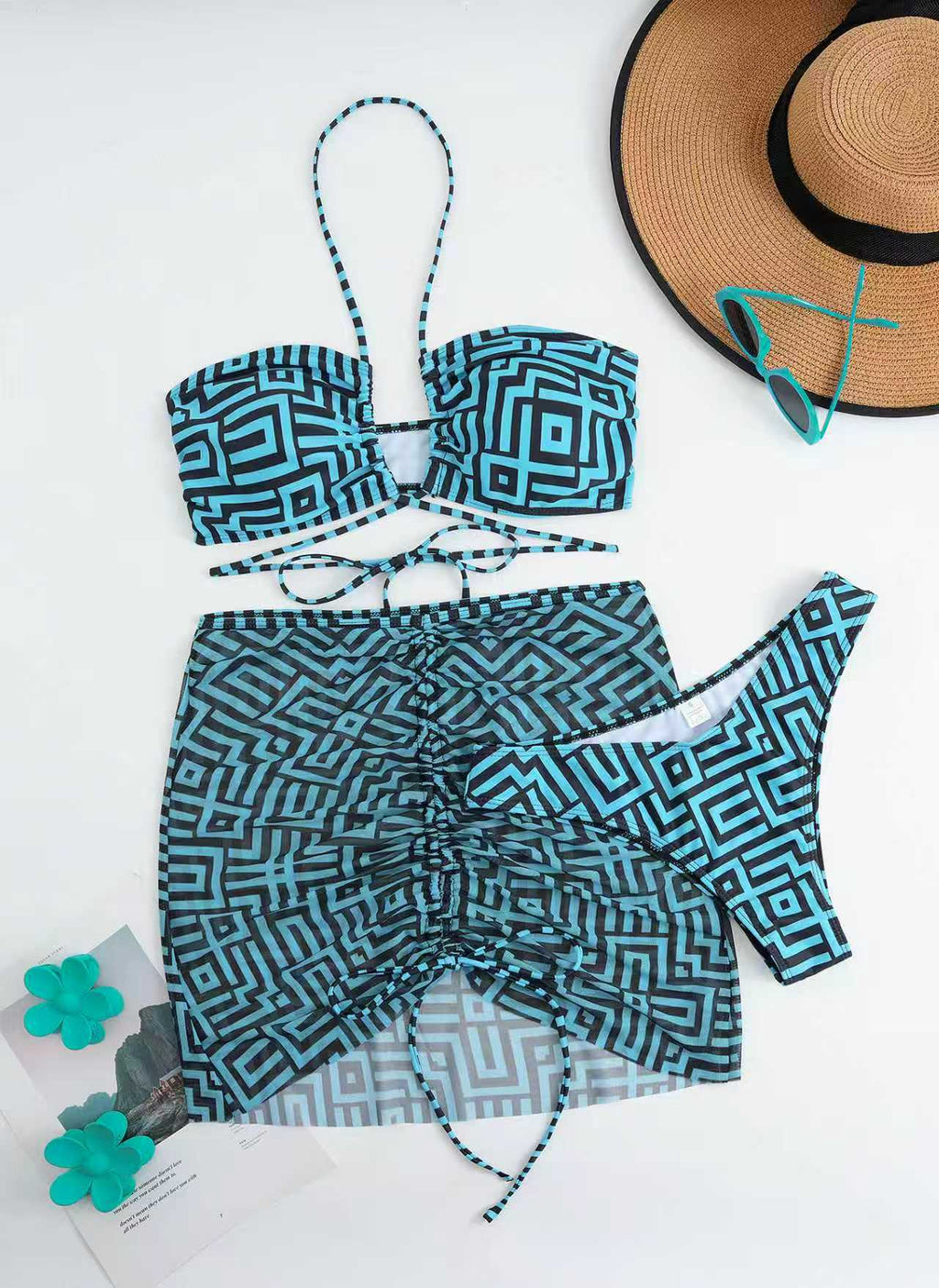Ensemble de bikini stylé pour femmes avec volants et jupe à nouer Echo Archiv