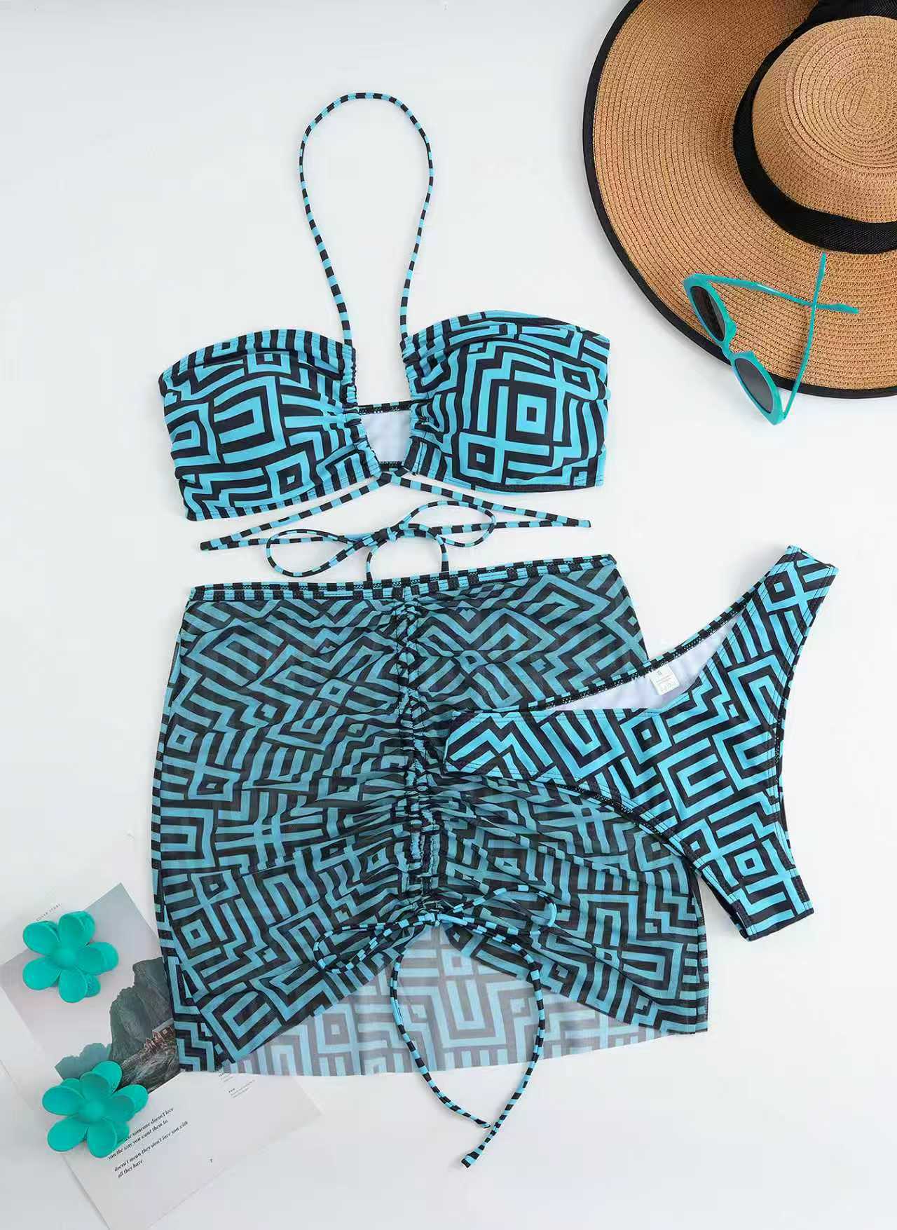 Ensemble de bikini stylé pour femmes avec volants et jupe à nouer Echo Archiv