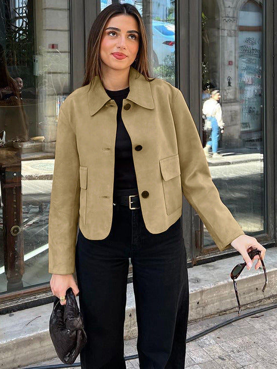 Veste en daim courte pour femmes