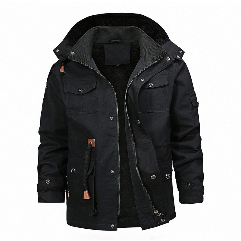 Parka de champ pour hommes, doublé en Teddy, en toile, avec capuche et poches multifonctionnelles Echo Archiv