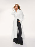 Robe chemise longue pour femmes avec dentelle, taille cintrée et jupe à volants
