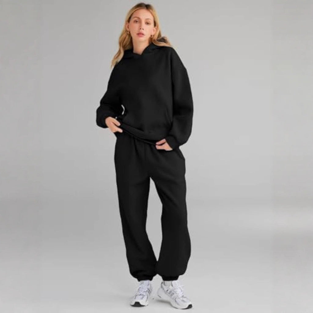 Ensemble de jogging à capuche décontracté pour femmes en French Terry avec sweat à capuche oversize et pantalon de jogging taille haute