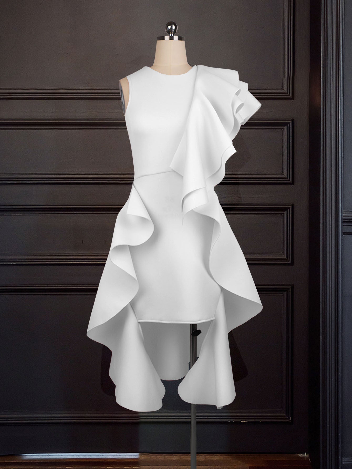Robe femme avec design de volants asymétriques R&B