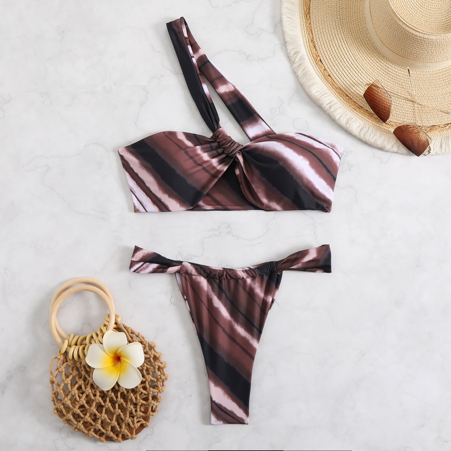 Ensemble de Bikini Floral pour Femmes avec Haut Asymétrique Echo Archiv