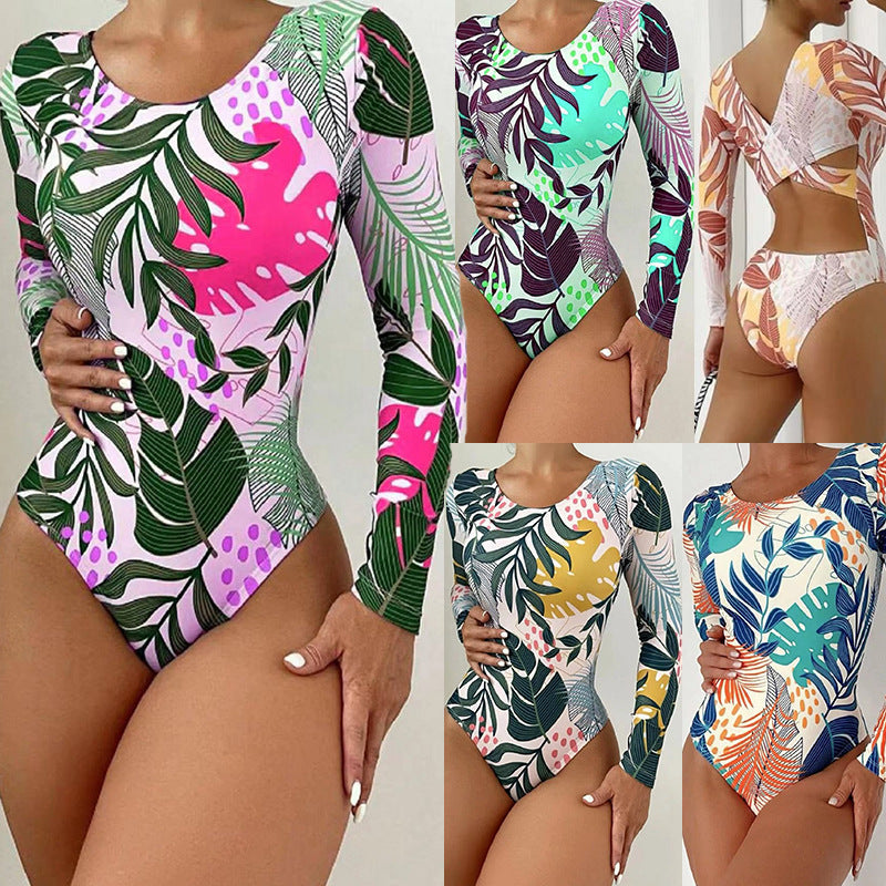 Maillot de bain à manches longues pour femmes avec design floral Echo Archive