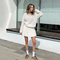 Pull en maille oversize pour femmes avec ensemble de mini-jupe plissée