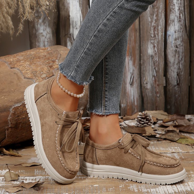 Mocassins pour femmes en daim doux avec semelle antidérapante R&B