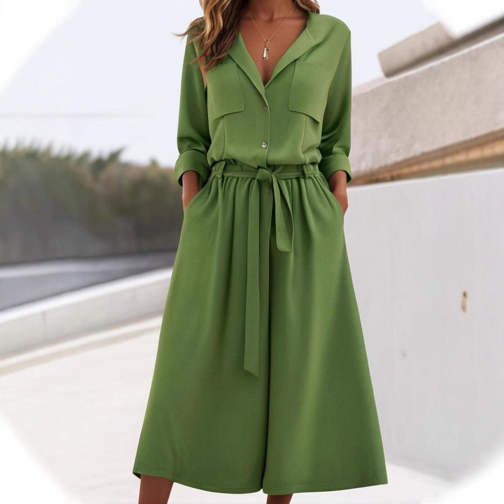 Ensemble Chemise et Pantalon en Lin Décontracté pour Femmes R&B