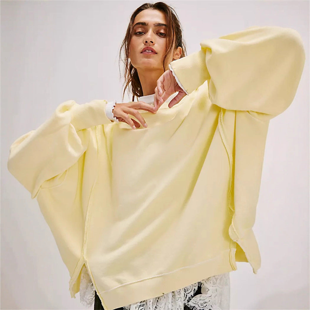 Sweatshirt oversized pour femmes avec manches ballon, coutures ouvertes et fentes latérales Echo Archiv