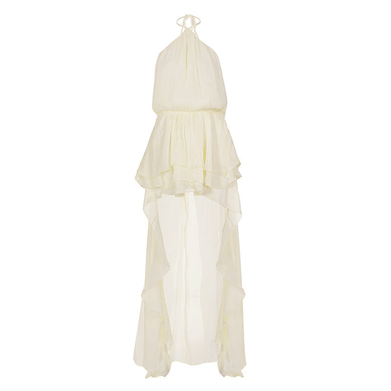 Robe portefeuille légère pour femmes avec volant et ourlet asymétrique R&B
