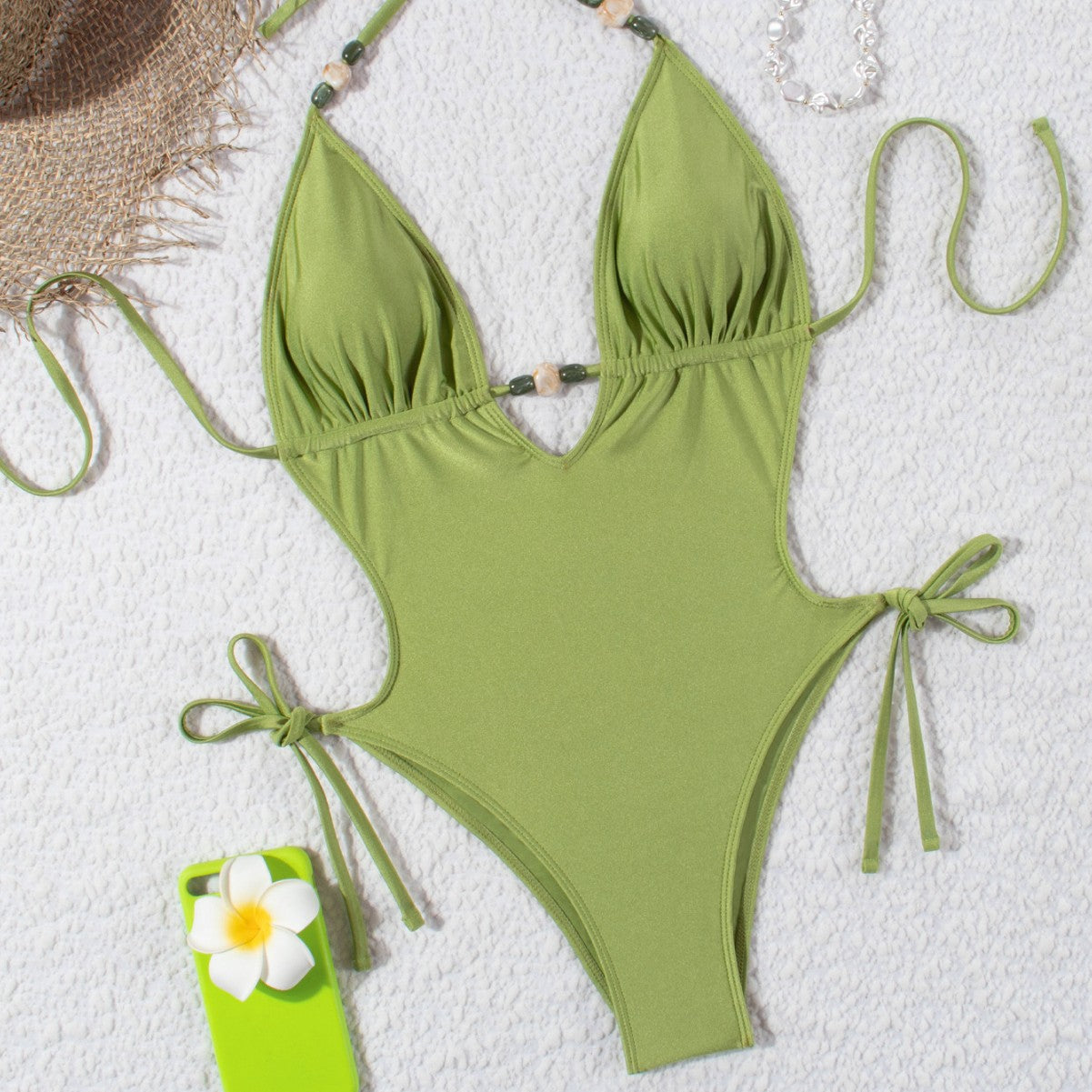 Maillot de bain triangle femme avec liens R&B