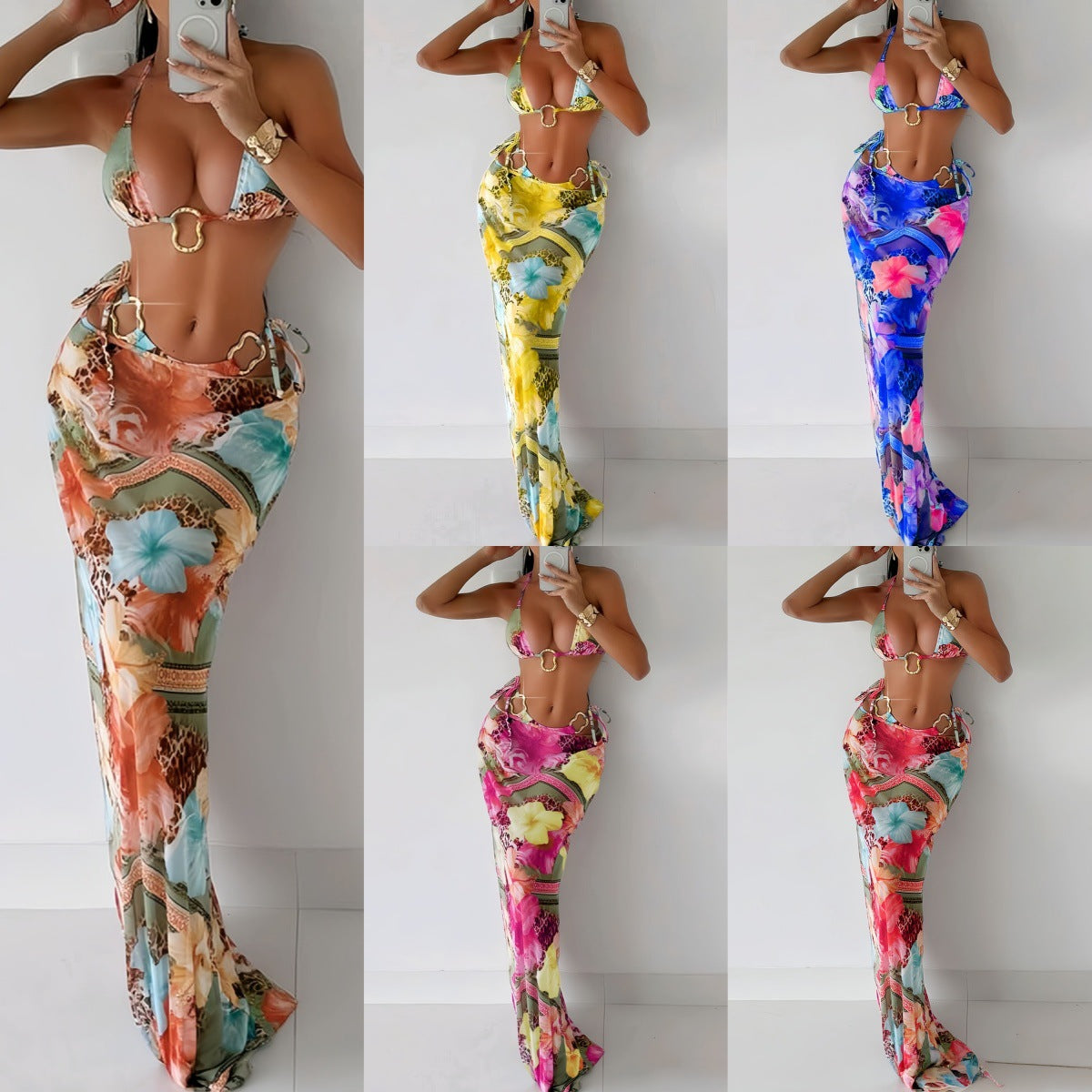 Robe de plage élégante pour femmes avec design floral R&B