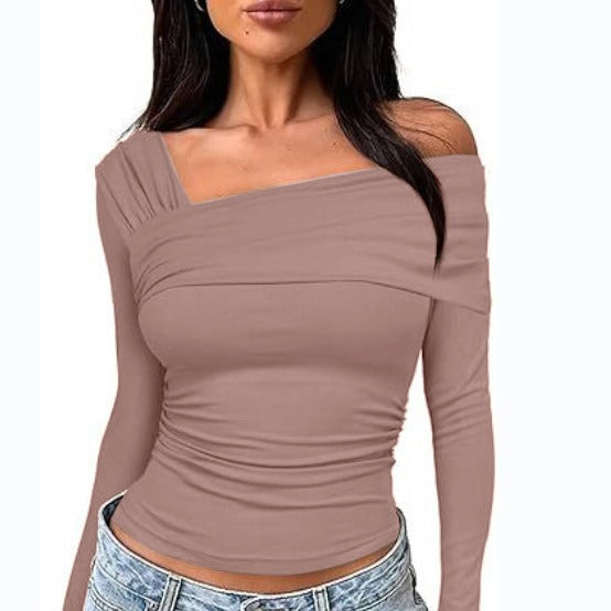 Chemisier Femme Off-Shoulder à Manches Longues