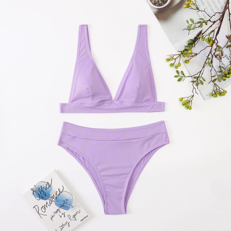 Bikini Femme taille haute avec haut respirant et ceinture élastique R&B