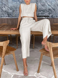 Ensemble Deux-Pièces Femme Ultra-Mode avec Manches Amples et Taille Élastique R&B