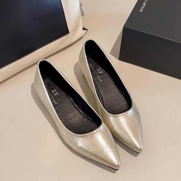 Ballerines pointues pour femmes à la mode en cuir de haute qualité R&B