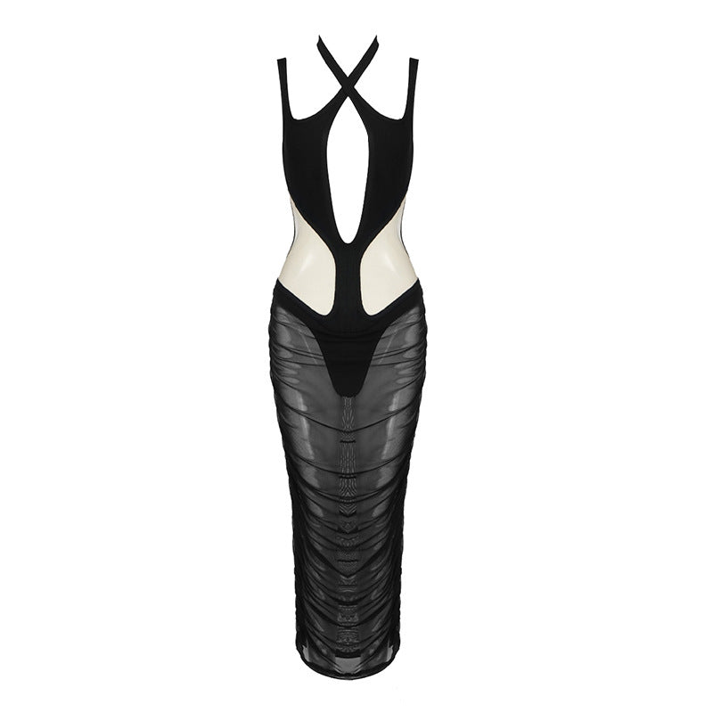 Robe ajustée pour femmes avec un design innovant à découpes et des inserts transparents Heidi-Mode