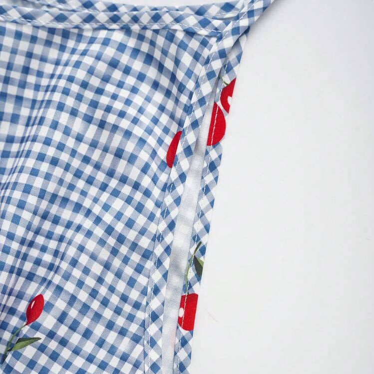 Blouse femme avec motif floral à carreaux et ourlet à volants R&B