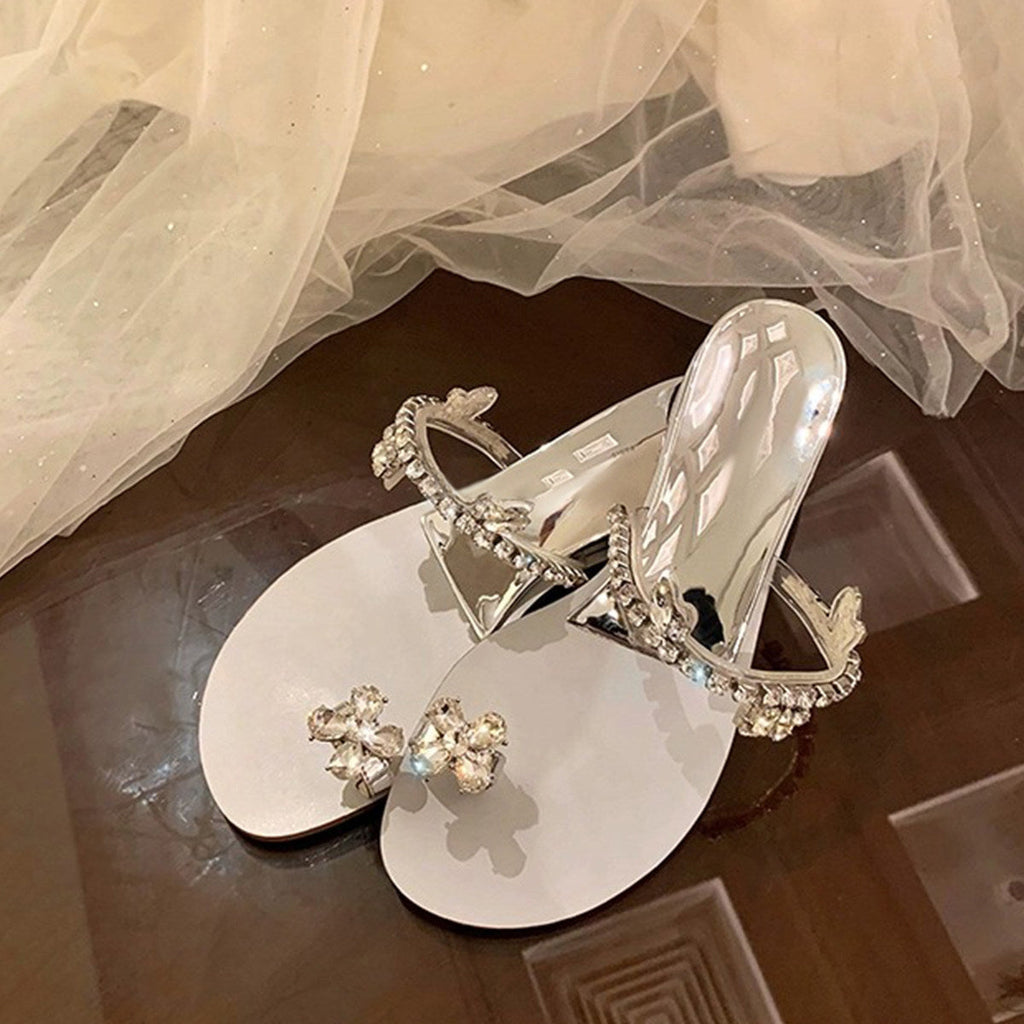 Chaussons Glamour pour Femmes avec Détails en Strass Étincelants et Semelle Confortable R&B