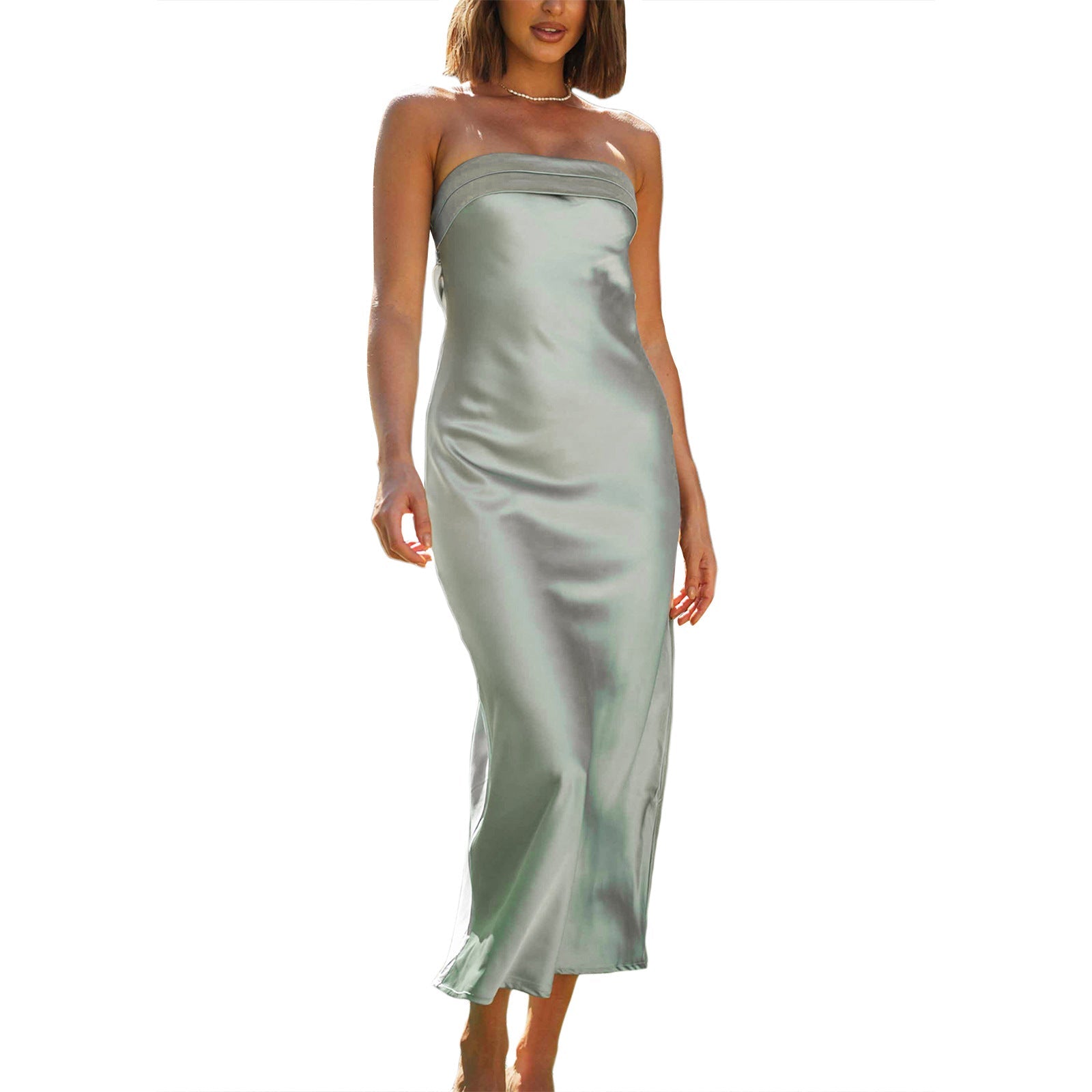 Robe longue en satin élégant pour femmes Heidi-Mode