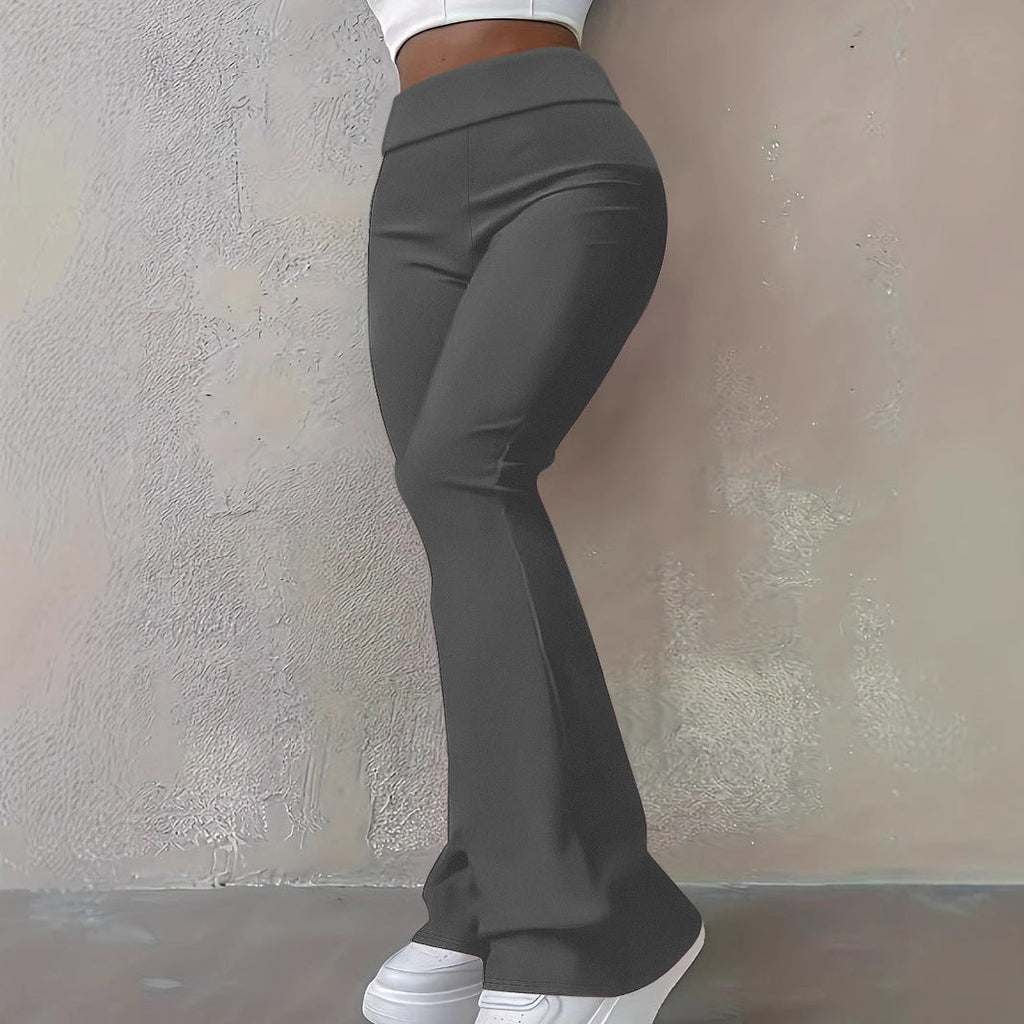 Pantalons flared taille haute pour femmes avec ceinture retournée et qualité stretch sculptante Echoarchiv