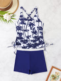 Tankini femme avec options de réglage raffinées et impression de palmier à la mode Echo Archiv