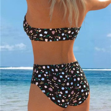 Bikini bandeau pour femme avec motif floral et taille haute R&B