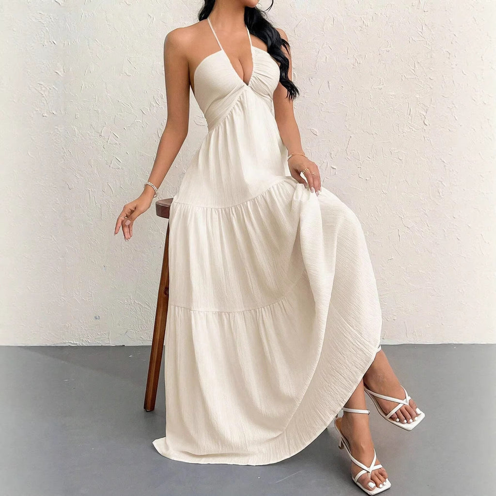 Robe maxi femme avec décolleté plongeant et jupe fluide R&B