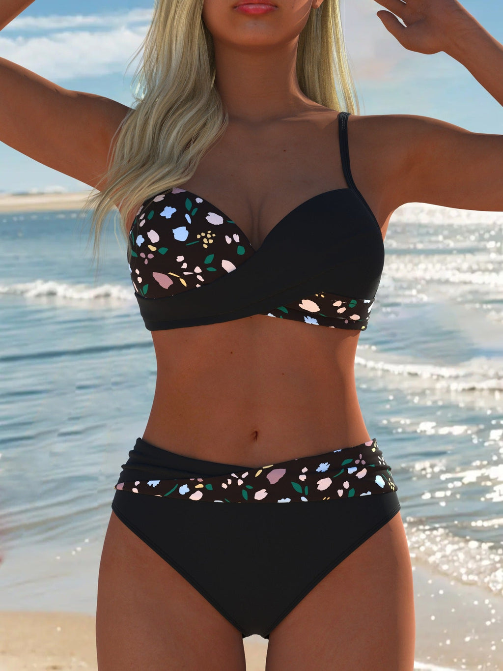 Ensemble de bikini pour femmes avec haut balconnet élégant et taille haute R&B