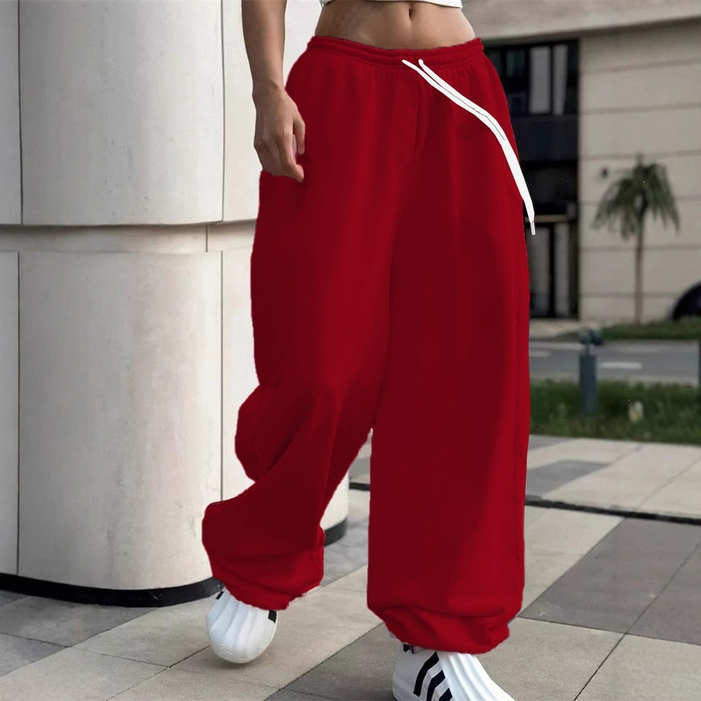 Pantalon de jogging large pour femmes avec ceinture confort haute, cordon de serrage et poignets élastiques Echo Archiv