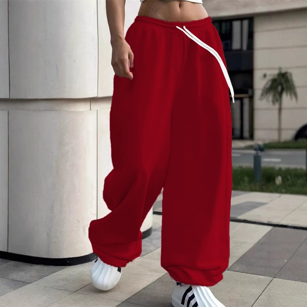Pantalon de jogging large pour femmes avec ceinture confort haute, cordon de serrage et poignets élastiques Echo Archiv