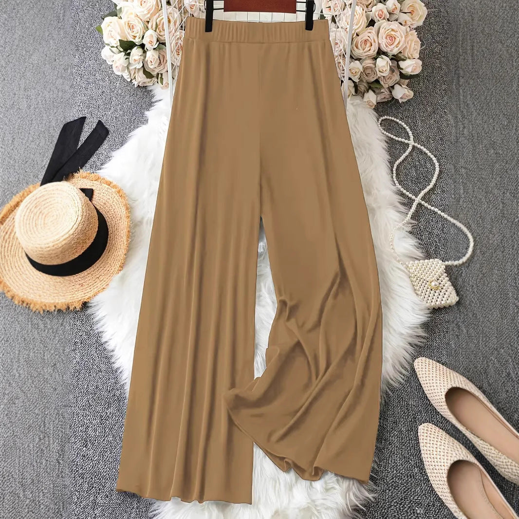 Pantalon Palazzo à Taille Haute et Jambes Amples avec Détails Boutonnés Echoarchiv