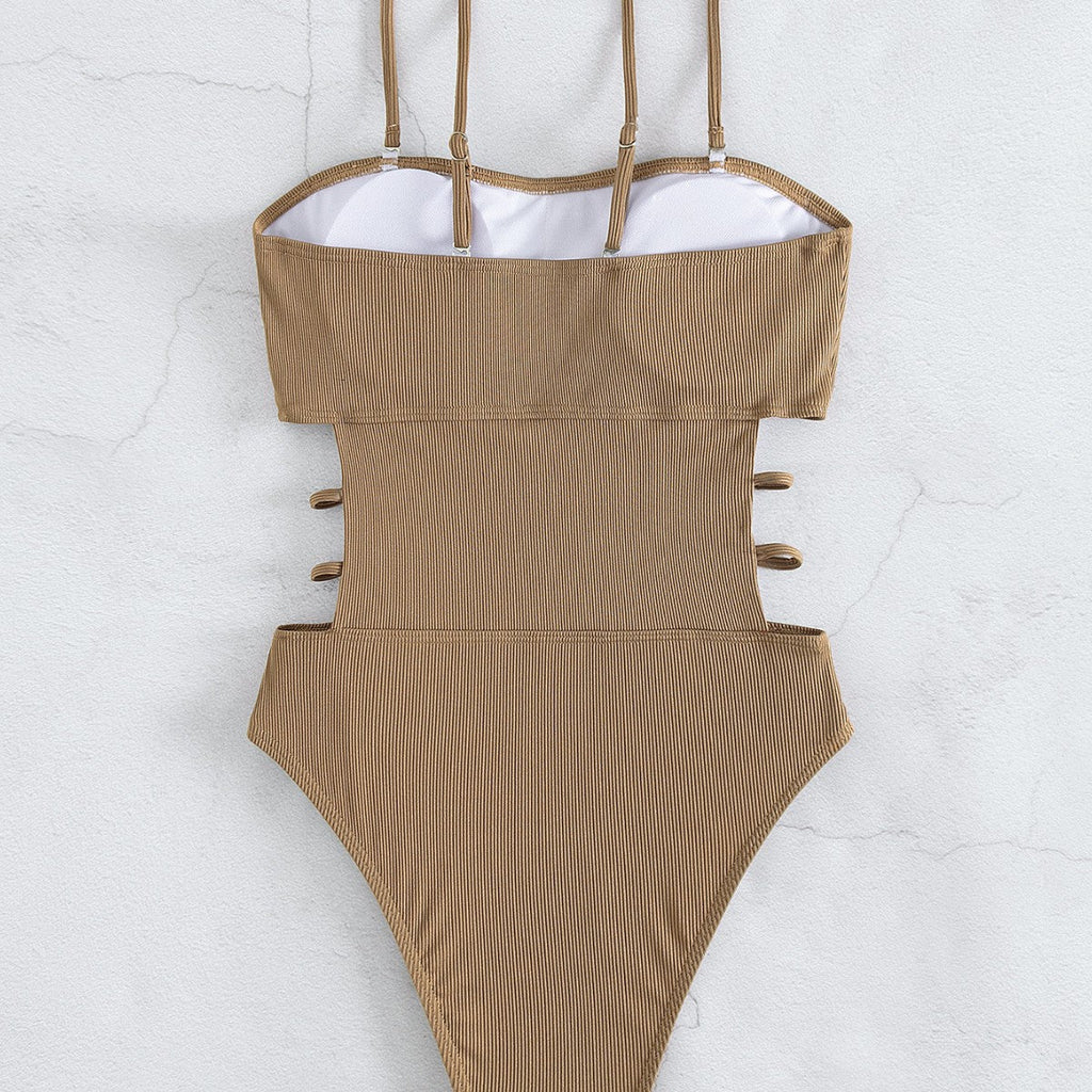 Maillot de bain une pièce femme à haute coupe avec des détails de lacets tendance R&B